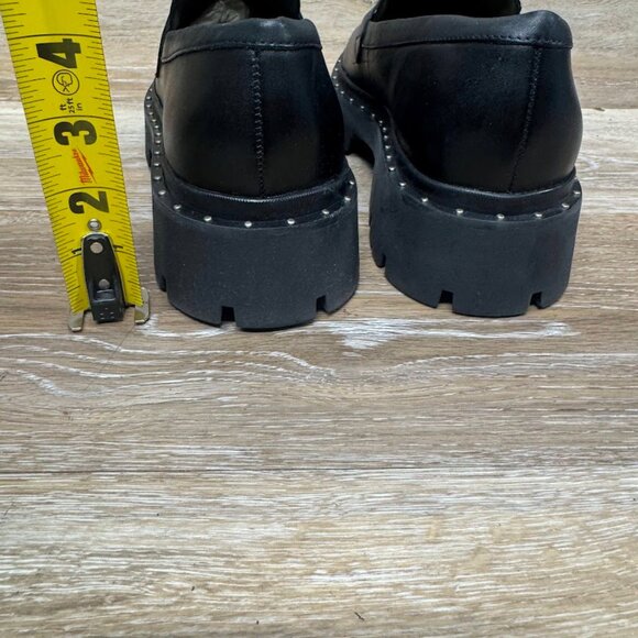 Schutz Christie Black Leather Slip On Studded Loafers Women's Size 8 - Picture 4 of 8